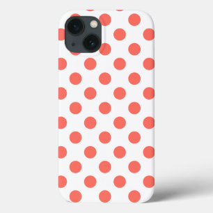 Living coral polka dots on white Case-Mate iPhone  iPhone 13 Case