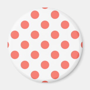 Living coral polka dots on white magnet
