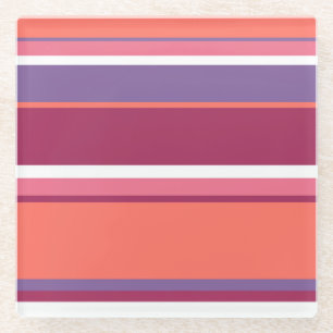 Living coral, red and violet glass coaster