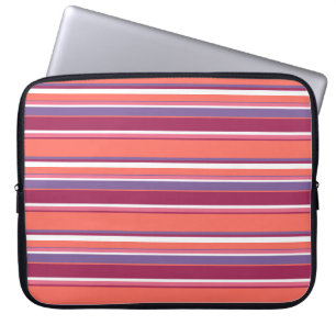 Living coral, red and violet stripes laptop sleeve
