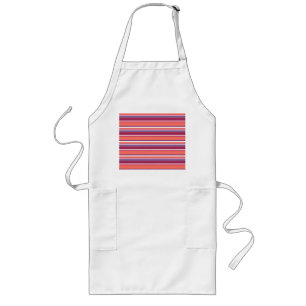Living coral, red and violet stripes long apron