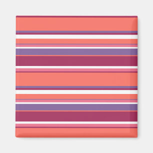 Living coral, red and violet stripes magnet