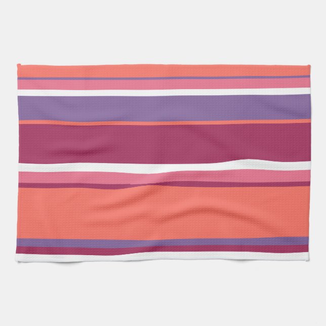 Living coral, red and violet tea towel (Horizontal)