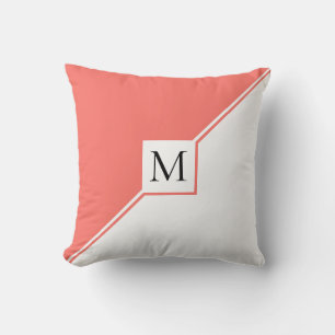 Living coral triangles and monogram modern cushion