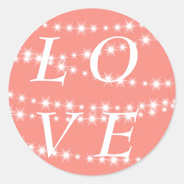 Living Coral Twinkle Lights LOVE Sticker (Front)