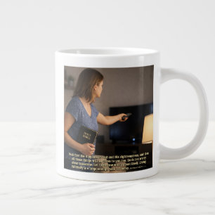 Living faithfully is enough large coffee mug
