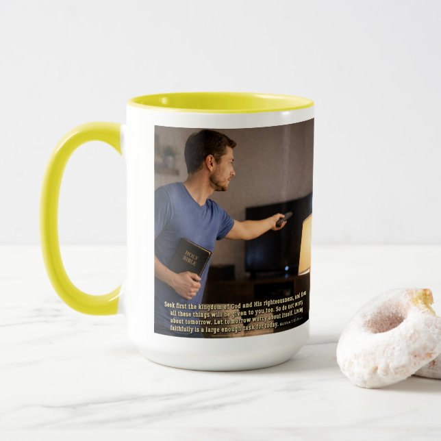 Living faithfully is enough mug (With Donut)