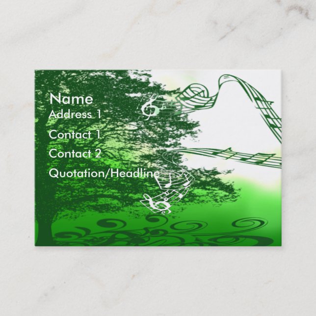 Living Green Creates a Melody All Around Us- Business Card (Front)