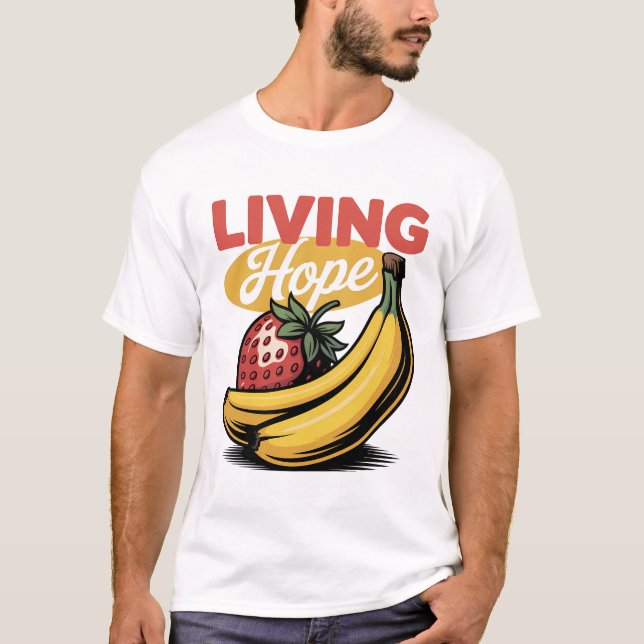 Living Hope Strawberry Banana Retro Faith Tee (Front)