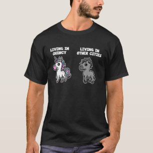 Living in Quincy Unicorn  Rainbow Humor Massachuse T-Shirt