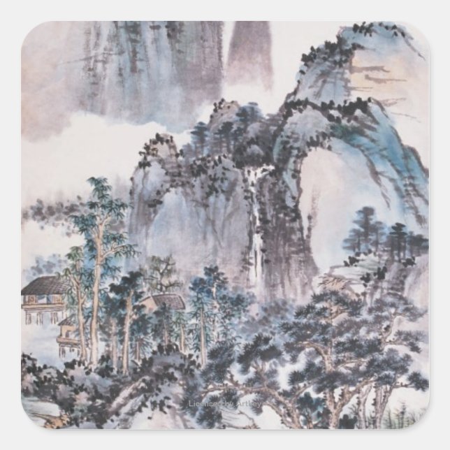 Living in the Mountains Square Sticker (Front)