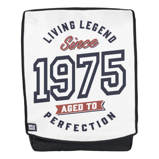Living Legend Since 1975 Birthday Gift Backpack (Front)