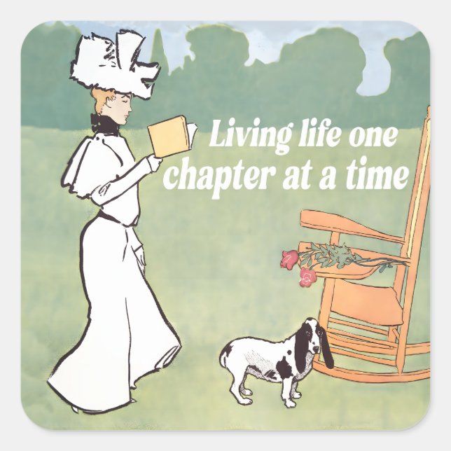 Living life one chapter at a time square sticker (Front)