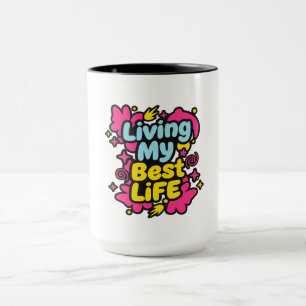 Living my best life colorful pop art graphics mug