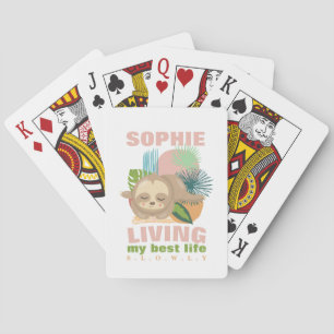 Living My Best Life Cute Sloth Funny Playing Cards