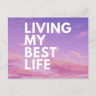 Living My Best Life Postcard Quote Purple Gift