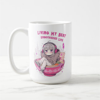 Living My Best Unbothered Life_ Anime Sketch  Coffee Mug
