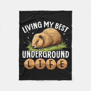 Living My Best Underground Life Funny Groundhog Da Fleece Blanket
