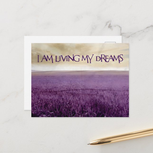 "Living my dreams" Motivation Affirmation Postcard (Front/Back In Situ)