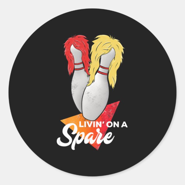 Living On A Spare Bowling League Team  Classic Round Sticker (Front)