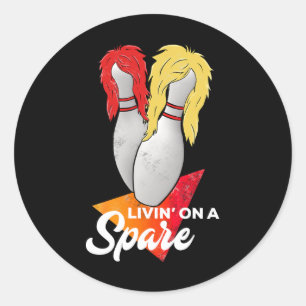 Living On A Spare Bowling League Team Classic Round Sticker