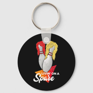 Living On A Spare Bowling League Team Key Ring