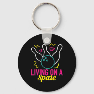 Living On A Spare Funny Bowling League Bowler Vint Key Ring