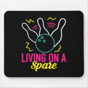 Living On A Spare Funny Bowling League Bowler Vint Mouse Pad