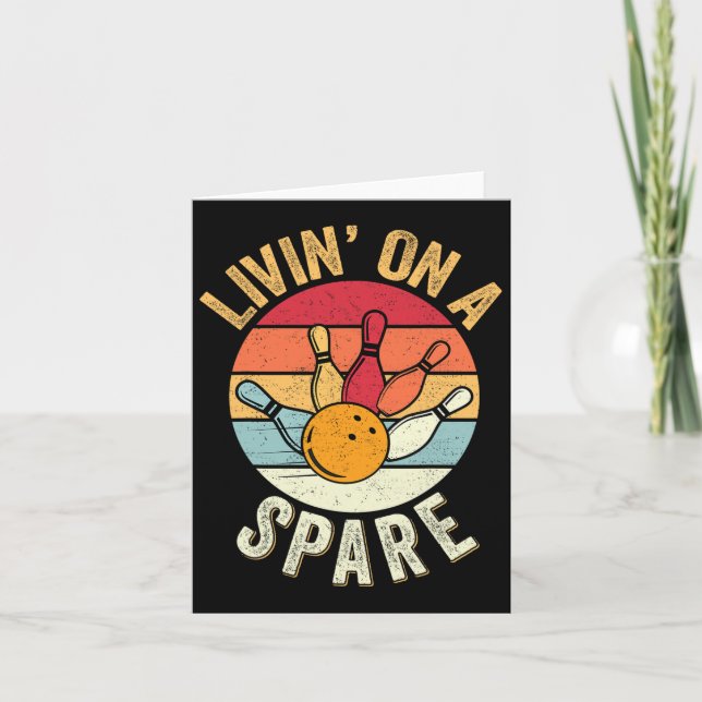 Living On A Spare Funny Bowling Team Bowler Bowlin Card (Front)