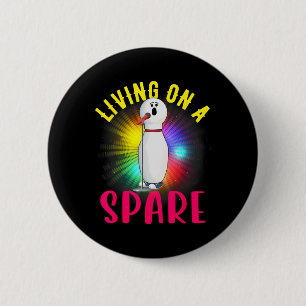 Living On A Spare Shirt Bowling League Team Shirt 6 Cm Round Badge