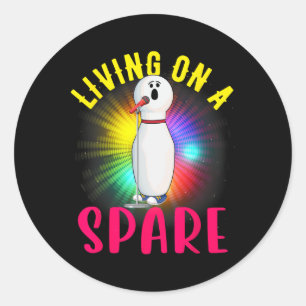 Living On A Spare Shirt Bowling League Team Shirt Classic Round Sticker