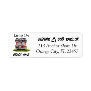 Living on Beach  Return Address Label