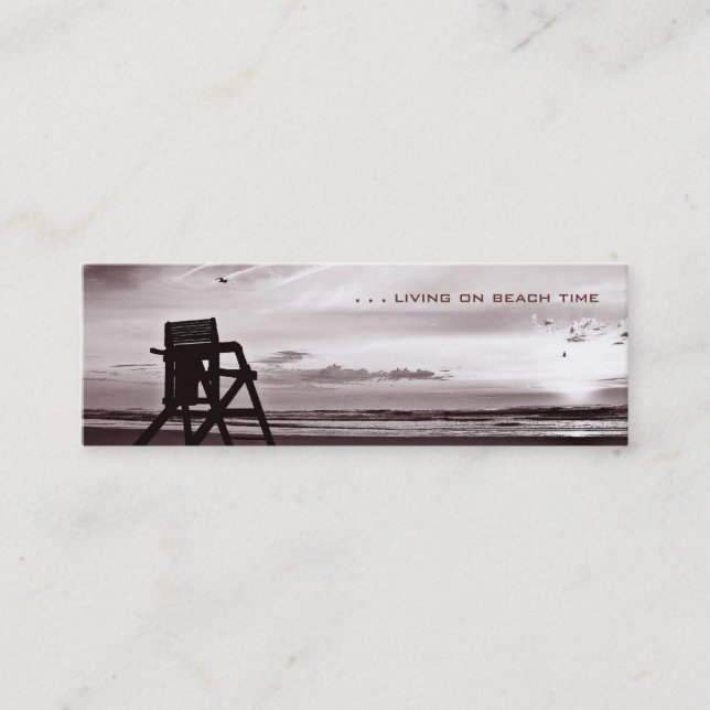 Living on beach time calling card (Front)