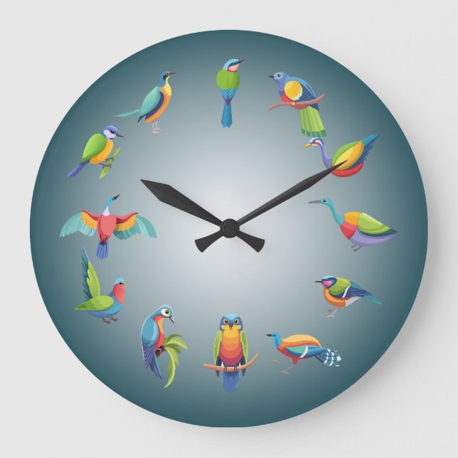 Living On Bird Time Large Clock (Front)