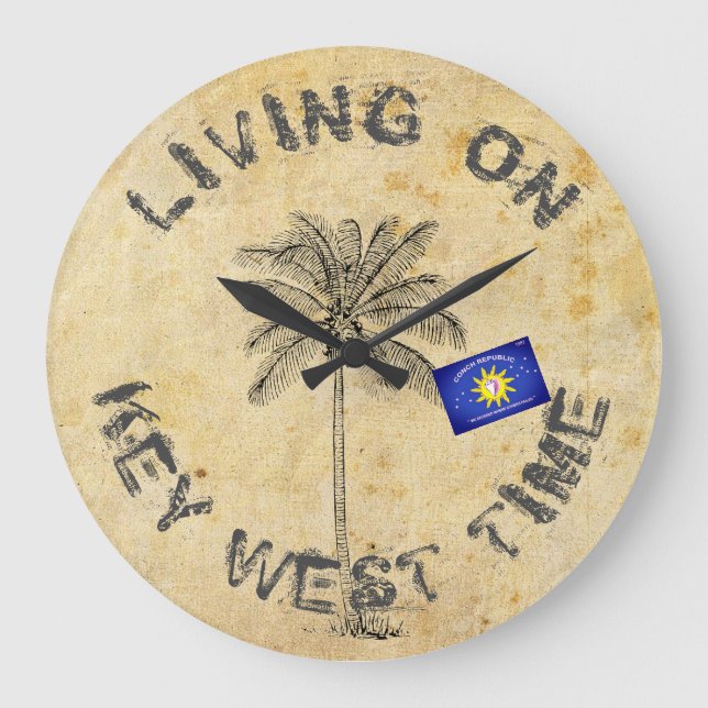 LIVING ON KEY WEST TIME LARGE CLOCK (Front)
