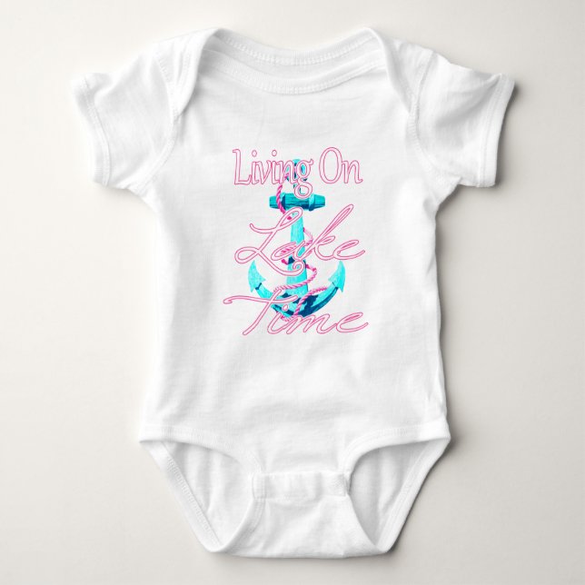 Living on lake time baby bodysuit (Front)