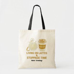 Living on Lattes & Stoppage Time Funny Soccer Mom Tote Bag