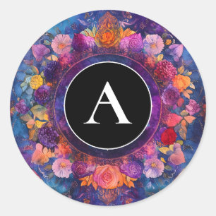 Living Petals Floral Mandala Design Classic Round Sticker