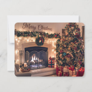 Living Room Christmas Fireplace #11 Holiday Card