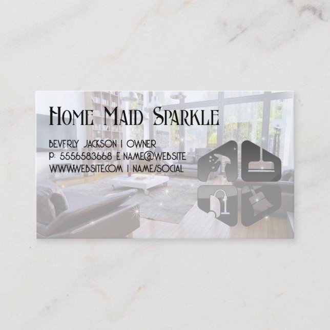 Living Room | House Cleaning Icons Business Card (Front)
