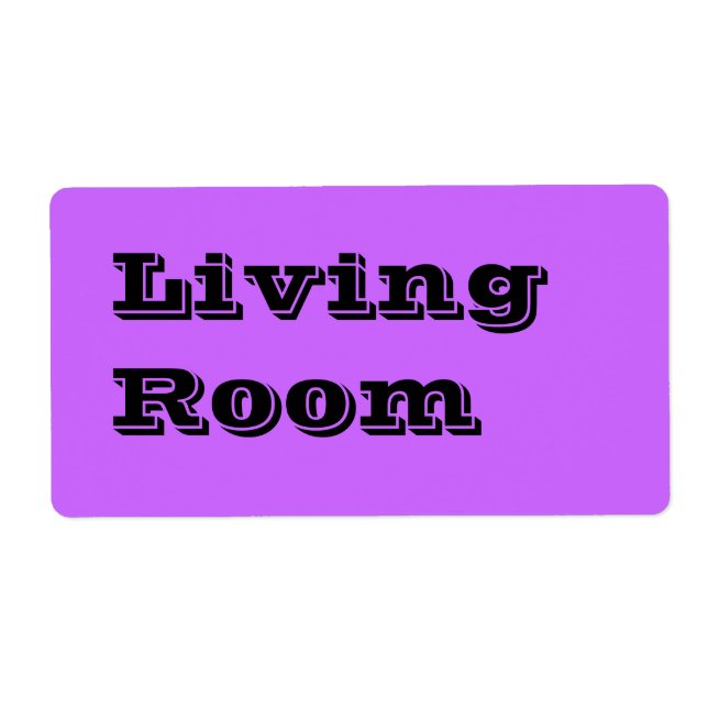 Living Room Moving Labels in Lavender Purple (Front)