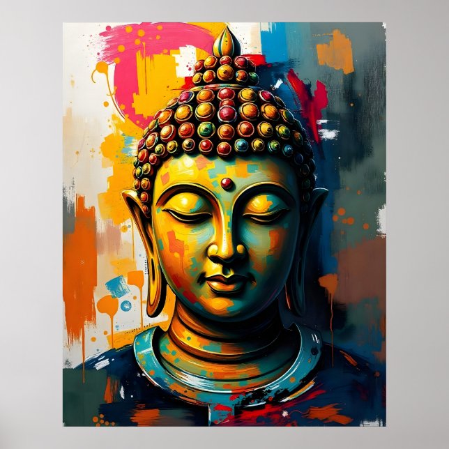 Living Room Wall Art | Abstract Buddha Painting (Front)