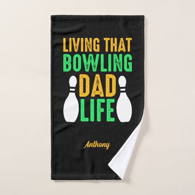 Living That Bowling Dad Life Funny Named Simple Hand Towel (Hand Towel)