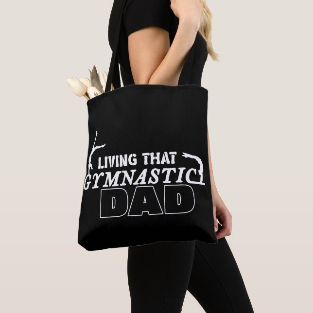 Living That Gymnastics Dad, Gymnastics Lover Tote Bag (Close Up)