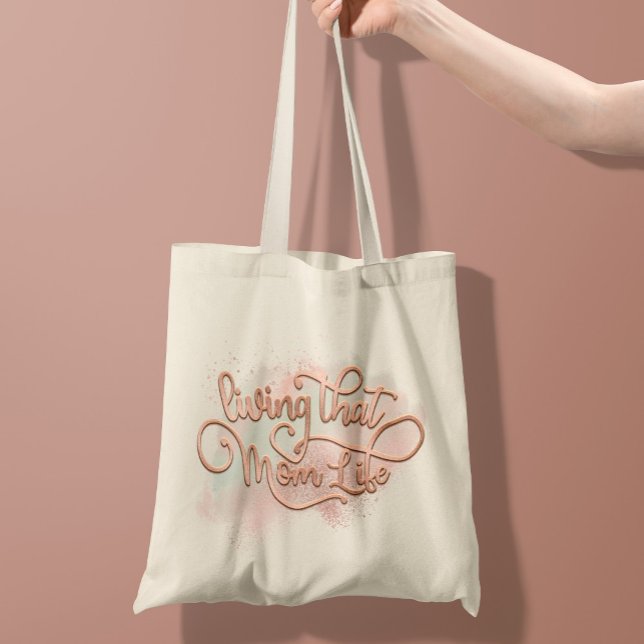 Living That Mum Life Fun Mother Quote Rose Gold Tote Bag (Creator Uploaded)