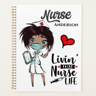 Living that nurse life African American DIY name Planner