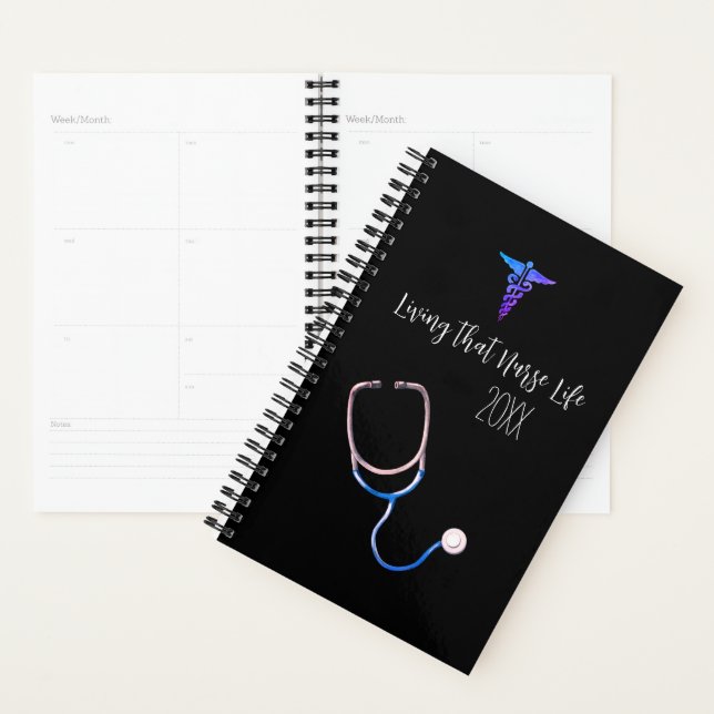 Living that Nurse Life rn Hand Lettered Black  Planner (Display)