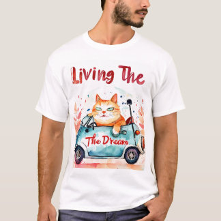 Living the Dream: Chubby Cat in a Tiny Car - Whims T-Shirt
