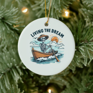 Living The Dream - Skeleton (2) Ceramic Ornament