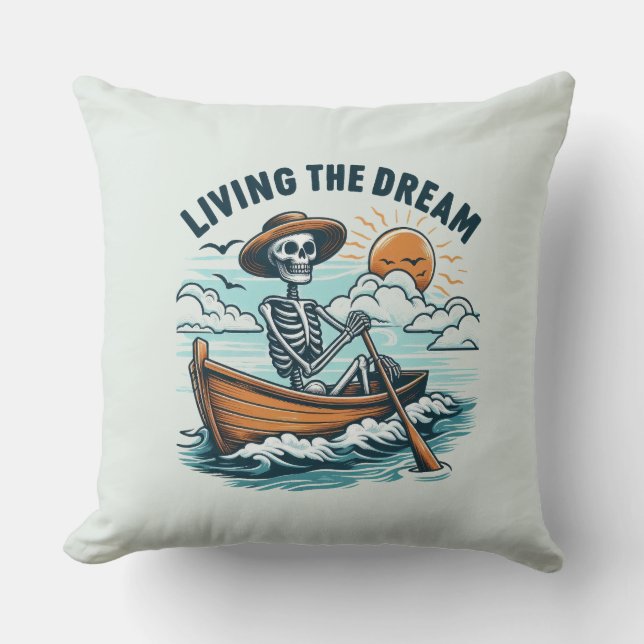 Living The Dream - Skeleton (2) Cushion (Front)